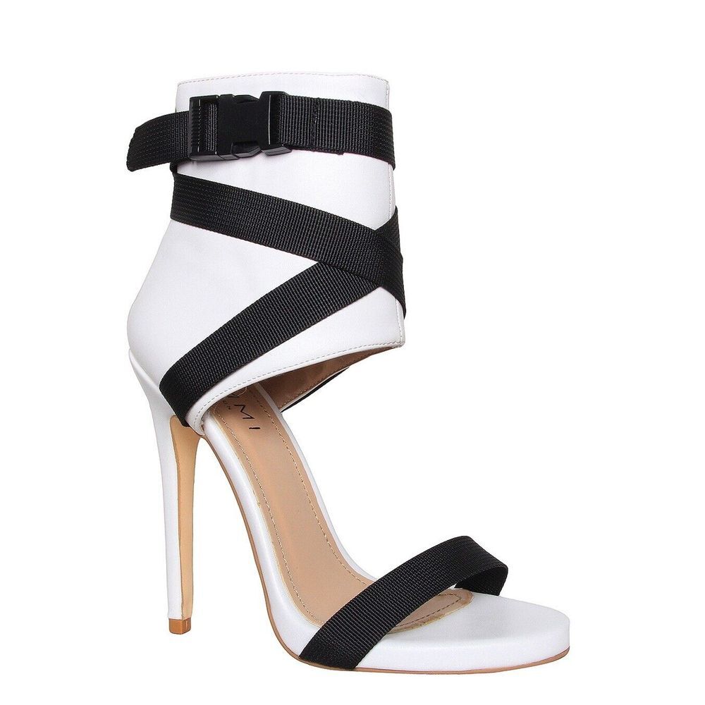 SIMMI JAMILLA WHITE BUCKLE STILETTO HEELS WOMENS UK 7 US 10